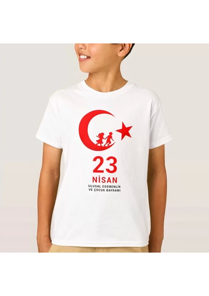 23 Nisan Çocuk Bayramı Baskılı Özel T-Shirt - Beyaz