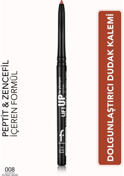 Lift Up Lip Plumper Lipliner Dolgunlaştırıcı Etkili & Uzun Süre Kalıcı Dudak Kalemi (008 Iconic Nude) 8682536099493