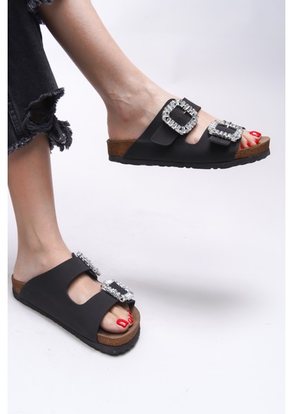 Mahcerys Kadın Taşlı Çift Tokalı Terlik 0012555 modelleri