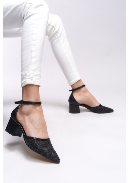 Mirrithe Kadın Sivri Burun Hasır Topuklu Ayakkabı 0012416 fırsatları