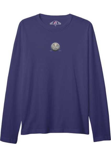 Üniseks Bisiklet Yaka Volume Button Baskılı Saks Mavi Sweat Shırt – Tarzınızı Maksimuma Çıkarın!
