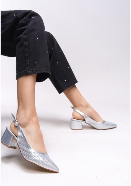 Maudthyl Kadın Arkası Açık Sivri Burun Kalın Topuklu Ayakkabı 0012443 fırsatları