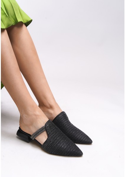 Elthaela Kadın Sivri Burun Kısa Topuklu Terlik 0012804