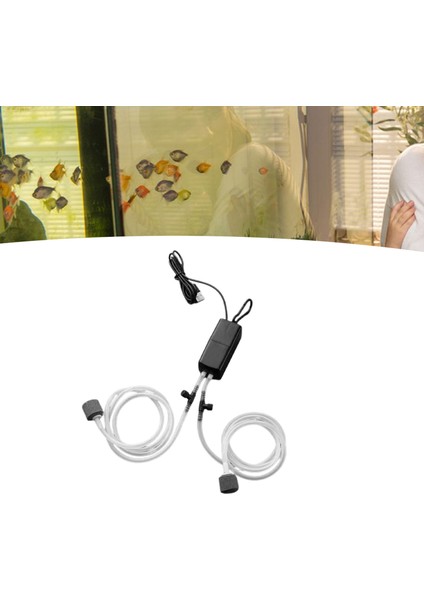 USB Balık Tankı Oksijen Pompası Taşınabilir Sessiz Çift Çıkışlı Mini Balıkçılık Oksijen Hava Pompası Ev Akvaryum Için Siyah (Yurt Dışından)