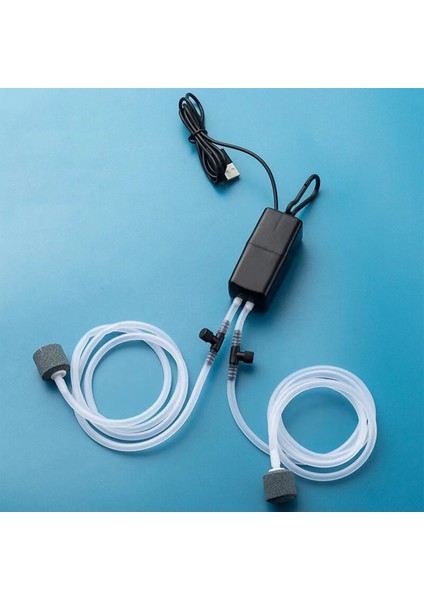 USB Balık Tankı Oksijen Pompası Taşınabilir Sessiz Çift Çıkışlı Mini Balıkçılık Oksijen Hava Pompası Ev Akvaryum Için Siyah (Yurt Dışından)