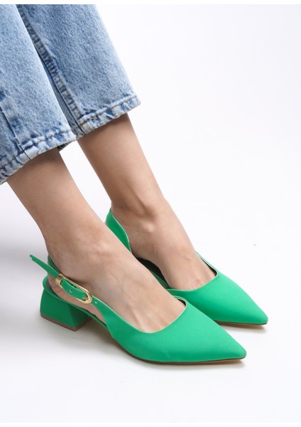 Kadın Topuklu Ayakkabı Modern Kısa Topuk Yeşil Renk ile Şıklığı Yakalayın