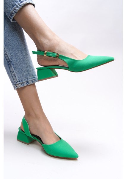 Kadın Topuklu Ayakkabı Modern Kısa Topuk Yeşil Renk ile Şıklığı Yakalayın modelleri