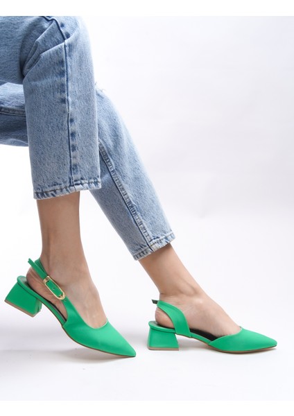 Kadın Topuklu Ayakkabı Modern Kısa Topuk Yeşil Renk ile Şıklığı Yakalayın indirimleri