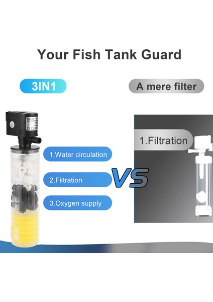 HX-1180F 12W Akvaryum Filtresi Balık Tankı Için Dalgıç Dahili Balık Tank Filtresi Su Pompası ile Sualtı Akvaryum Filtresi (Yurt Dışından)