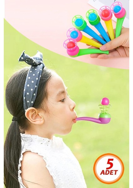 5 Adet Saksafon Top Üfleme Oyunu Karne Hediyesi Eğitici Oyuncak Popit Pipet Nefesle Top Kaldırma