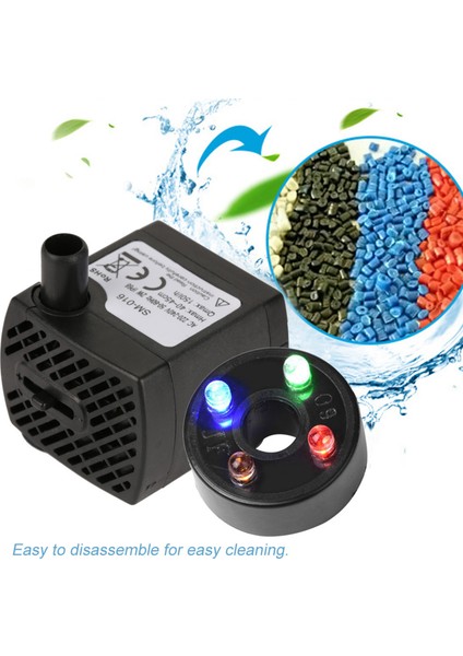 2 W Ultra Sessiz Dalgıç Su Pompası ile LED Işık Balık Gölet Akvaryum Tankı Çeşme (Yurt Dışından)