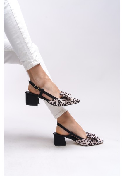 Bynlica Kadın Fiyonk Detaylı Arkası Açık Sivri Burun Kalın Topuklu Ayakkabı 0012426 indirimleri