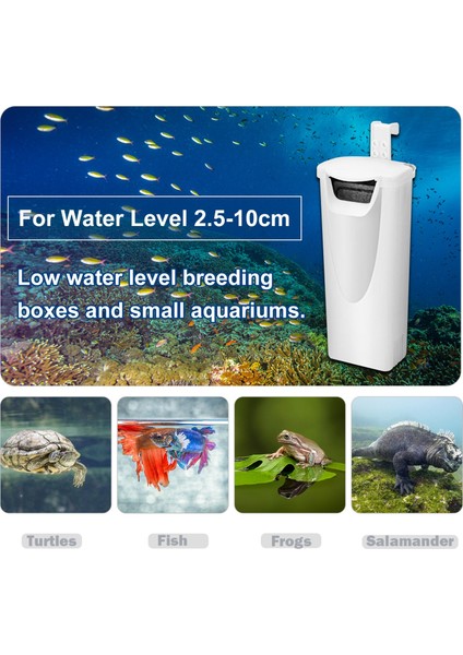 Kaplumbağa Tankı Için Küçük Su Filtresi Su Seviyesi Için 3W 2.5-10CM 200LH Akış Hızı (Yurt Dışından)