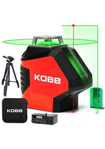 Kobb KBL88GTP 25M Profesyonel Yatay 360° ve Dikey Otomatik Hizalamalı Nokta Şakül ve Yeşil Çapraz Çizgi Lazer