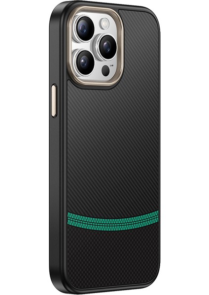 Apple iPhone 14 Pro Kılıf M-Safe Şarj Özellikli Karbon Fiber Görünümlü Antina Kapak