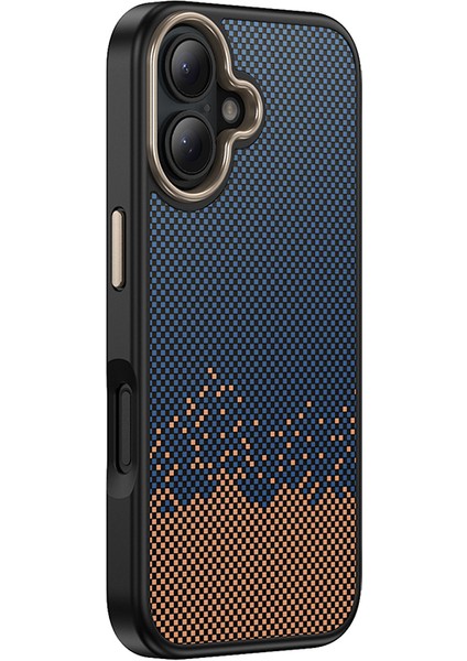 Apple iPhone 16 Plus Kılıf M-Safe Şarj Özellikli Karbon Fiber Görünümlü Antina Kapak