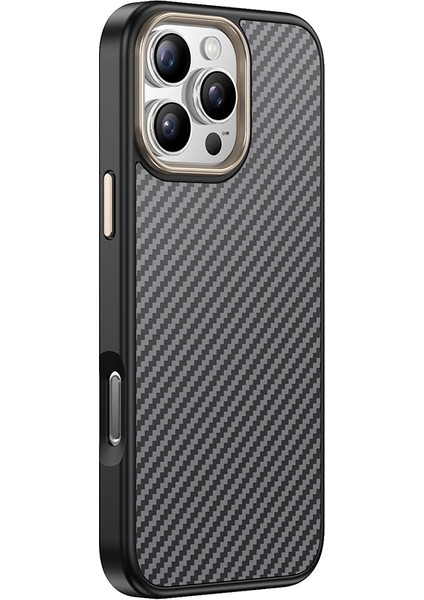 Apple iPhone 16 Pro Kılıf M-Safe Şarj Özellikli Karbon Fiber Görünümlü Antina Kapak