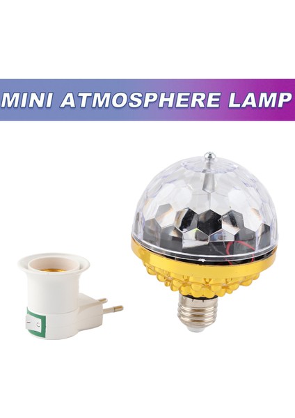 Renkli Dönen Top Işık Dj Kristal Rgb Parti Işığı Disko Topu LED Rgb Strobe Parti Lambası Ampul Soketli Dönen Top Işık Ampulü (Yurt Dışından)
