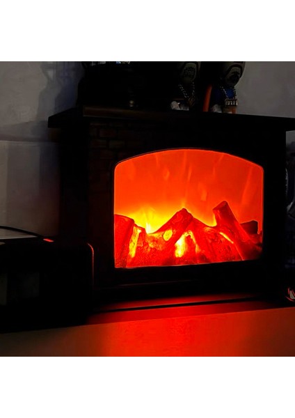 LED Simüle Alev Işık Gece Lambası Vintage Stil Ambiyans Dekoratif Şömine Işıkları (Yurt Dışından)