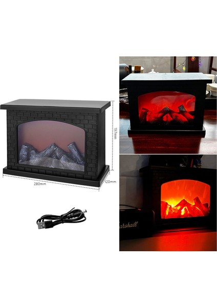 LED Simüle Alev Işık Gece Lambası Vintage Stil Ambiyans Dekoratif Şömine Işıkları (Yurt Dışından)