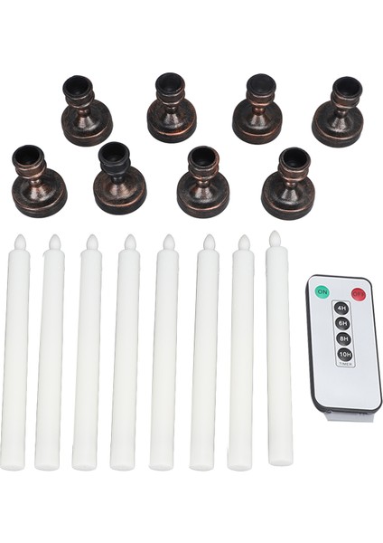 8 Adet LED Konik Mum Alevsiz Pencere Mum Uzaktan Kumanda Sıcak Titreyen Sarı Işık Zamanlayıcı Tabanlı Elektrikli Mum (Yurt Dışından)