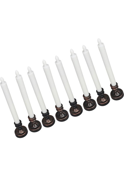 8 Adet LED Konik Mum Alevsiz Pencere Mum Uzaktan Kumanda Sıcak Titreyen Sarı Işık Zamanlayıcı Tabanlı Elektrikli Mum (Yurt Dışından)