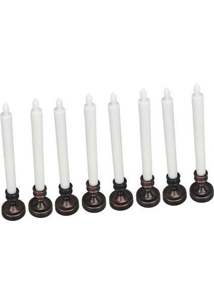 8 Adet LED Konik Mum Alevsiz Pencere Mum Uzaktan Kumanda Sıcak Titreyen Sarı Işık Zamanlayıcı Tabanlı Elektrikli Mum (Yurt Dışından)
