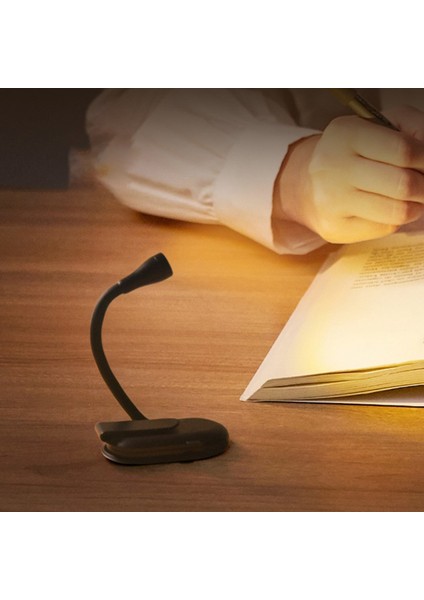 3W Küçük Klipsli Kitap Işığı Kademesiz Karartma 5V 1A USB Şarjlı Göz Bakımı Kitap Işığı Gece Yatakta Okuma Için Siyah (Yurt Dışından)