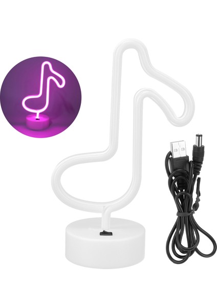 Masaüstü Neon Işık Benzersiz Müzik Notası Şekilli Gece Lambası Ev Yatak Odası Çocuk Odası Masa Dekorasyonu Pembe (Yurt Dışından)