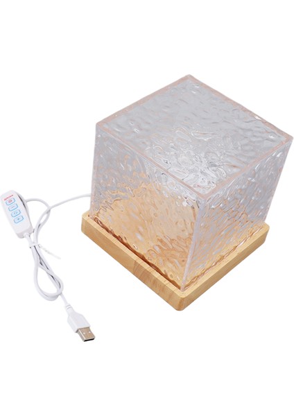 USB Gece Lambası 3 Modlu Masa Gece Lambası Kare LED Dönen Su Desenli Gece Lambası Ev Otel Ofis Için (Yurt Dışından)