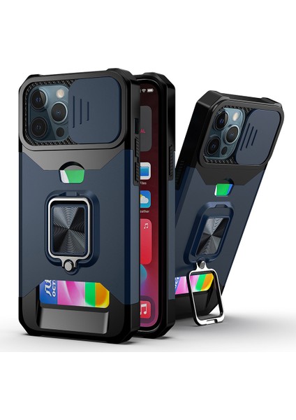 iPhone 12 Pro Max 6.7 Inç Telefon Kılıfı Döner Ayaklı Kart Tutuculu Kabuk (Yurt Dışından)