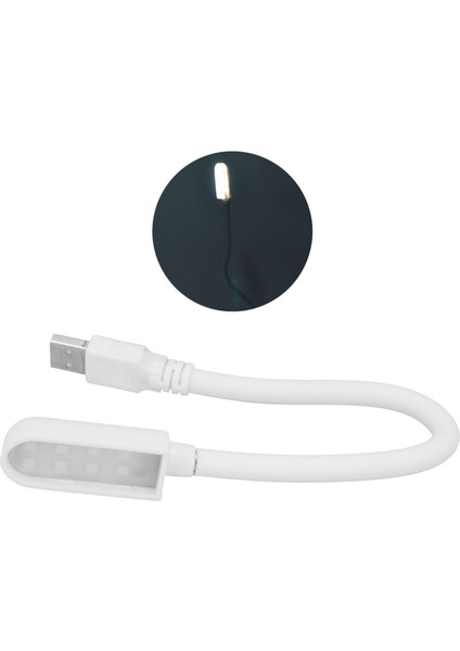 USB ile Çalışan Gece Lambası 8led 360 Derece Bükülebilir Lamba Orijinallik Okuma Lambası Ev Oturma Odası Içinbeyaz (Yurt Dışından)