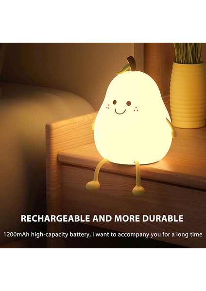 Yaratıcı Armut Şeklinde Gece Lambası USB Şarjlı LED Karikatür Silikon Gece Lambası Sıcak Işık Masa Başucu Lambası Yatak Odası Oturma Odası Için (Yurt Dışından) fiyatları
