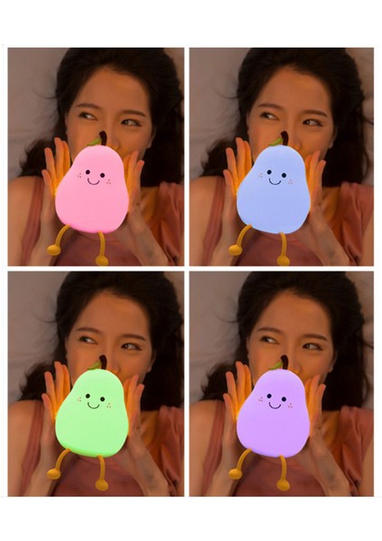 Yaratıcı Armut Şeklinde Gece Lambası USB Şarjlı LED Karikatür Silikon Gece Lambası Sıcak Işık Masa Başucu Lambası Yatak Odası Oturma Odası Için (Yurt Dışından) indirimleri