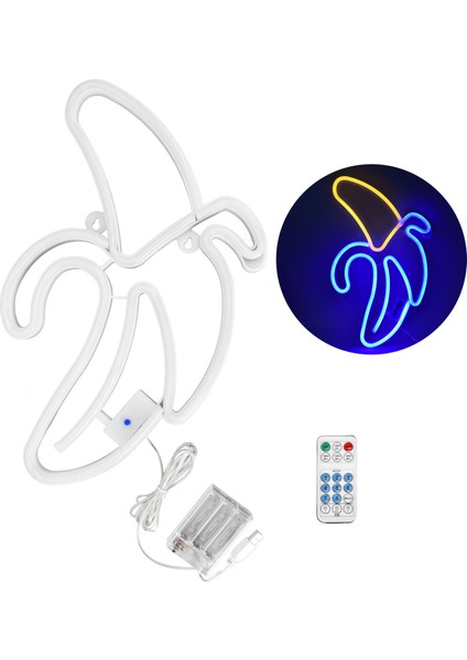 Neon Işık LED Çok Renkli Muz Neon Işık Aile Restoran Tatil Duvar Dekorasyonu Lightwarm Baş, Mavi Ten (Yurt Dışından)