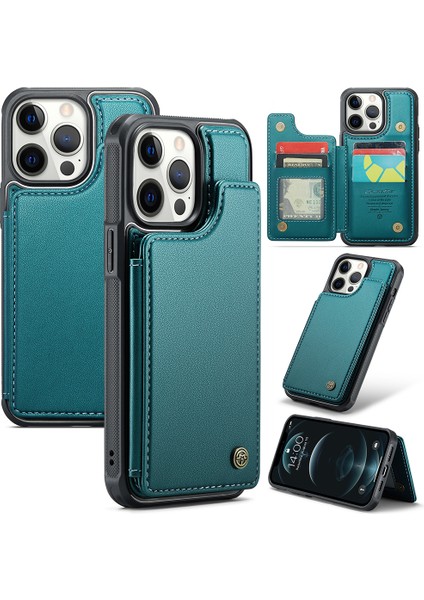 iPhone 12 Pro Max Telefon Kılıfı Deri Arka Kapak Rfıd Engelleme Kart Yuvaları ile (Yurt Dışından)