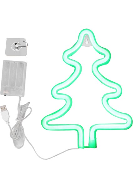 Noel Neon Işık Noel Ağacı Şekli Neon Işık USB Dekoratif Gece Lambası Masa Duvar Ekranı Için (Yurt Dışından)