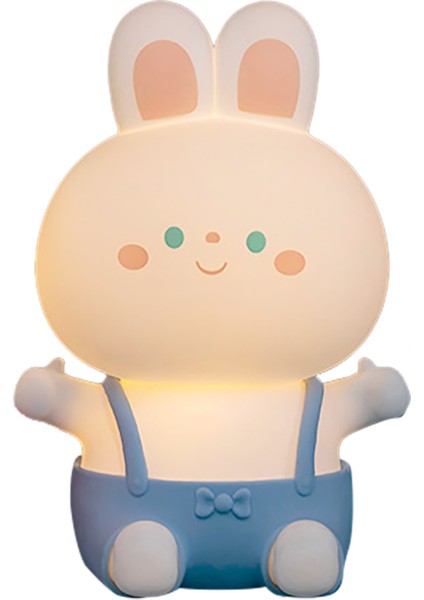 Soft Light Gece Lambası Silikon 7 Renk Değişimi Küçük Tavşan Lambası Çocuk Karikatür Doğum Günü Hediyesi Mavi (Yurt Dışından)