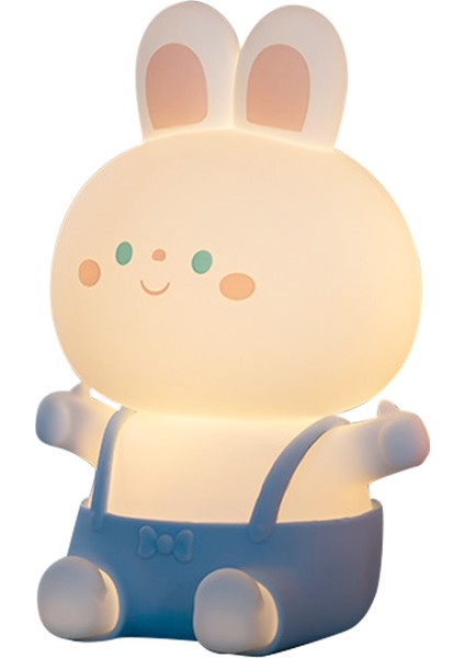 Soft Light Gece Lambası Silikon 7 Renk Değişimi Küçük Tavşan Lambası Çocuk Karikatür Doğum Günü Hediyesi Mavi (Yurt Dışından)