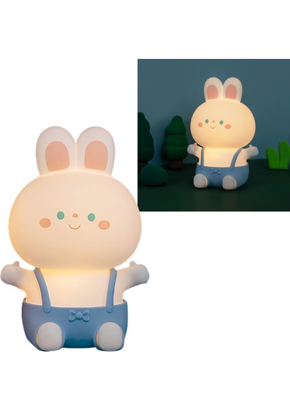 Soft Light Gece Lambası Silikon 7 Renk Değişimi Küçük Tavşan Lambası Çocuk Karikatür Doğum Günü Hediyesi Mavi (Yurt Dışından)