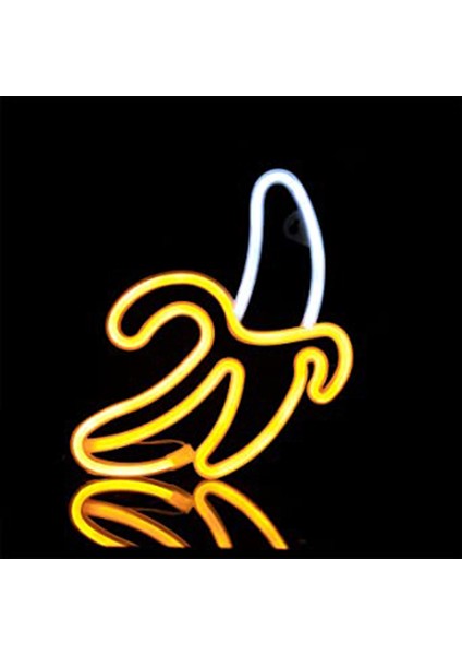 LED Neon Işık Muz LED Neon Işık Pil ve USB ile Çalışan Duvar Lambası Yatak Odası Çocuk Odası Oturma Odası Için Akrilik Neon Işık (Yurt Dışından)