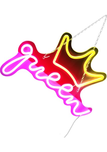 LED Neon Işık Parlak USB Güç Kaynaklı Dekoratif Taç Kraliçe Duvar Neon Işık Çocuk Odası Yatak Odası Parti Için (Yurt Dışından)