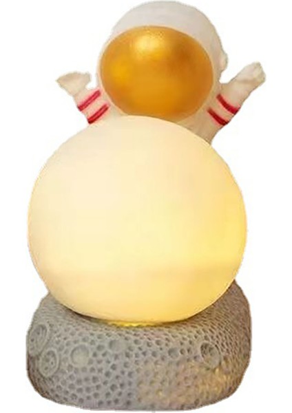 Uzay Adamı Ay Gece Lambası Dekoratif Sevimli Görünümlü Sıcak Işık Gece Başucu Lambası Yatak Odası Yanı Altın (Yurt Dışından) fırsatları