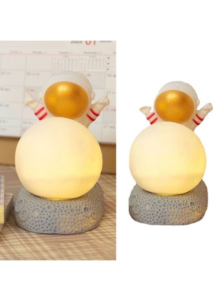 Uzay Adamı Ay Gece Lambası Dekoratif Sevimli Görünümlü Sıcak Işık Gece Başucu Lambası Yatak Odası Yanı Altın (Yurt Dışından) indirimleri