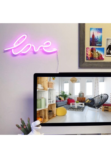Aşk Şekilli Şeffaf Panel Neon Işıklar USB LED Işık Oda Dekoru Için (Yurt Dışından) fiyatları