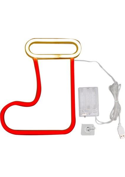Noel Neon Işık LED Noel Botu Neon Işık Pil ile Çalışan USB Şarjlı Duvar Dekor Işığı Parti Dekorasyonu Için (Yurt Dışından)