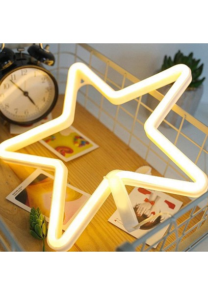 Yıldız Şekilli LED Neon Işık USB Gece Lambası Ev Partisi Oturma Odası Duvar Dekoru Için (Yurt Dışından)