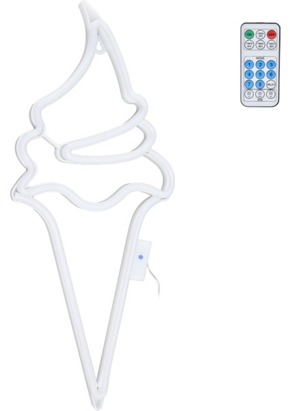 Dondurma Şeklinde Neon Işık LED Tabela Işığı Uzaktan Kumandalı Parti Dekoru Için USB Veya Pil ile Çalışırsıcak Beyaz Işık (Yurt Dışından)