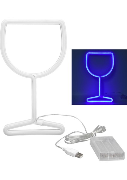 Neon Işıklar Çift Güç Kaynağı LED Işık Kaynağı Enerji Tasarrufu Askı Tasarımı Neon Tabela Mavi (Yurt Dışından)