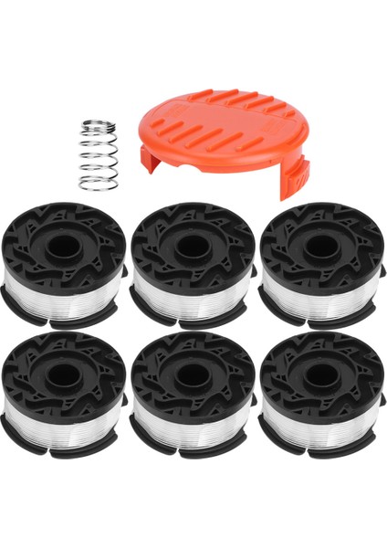 6 Adet Çim Biçme Makinesi Makarası Kapaklı Yedek Aksesuar Parçaları Blackdecker AF100'E Uygun (Yurt Dışından)